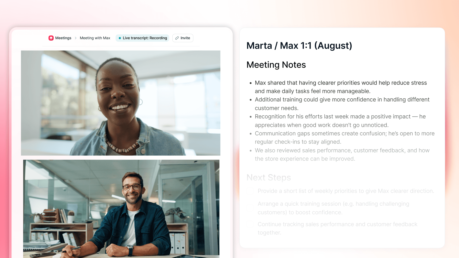 AI-powered 1:1 meetings
