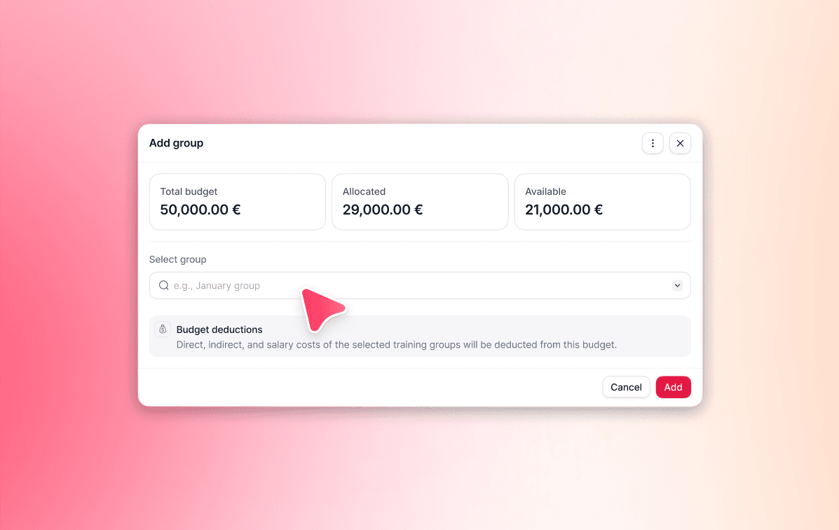Track training spend in real time